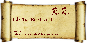 Rába Reginald névjegykártya